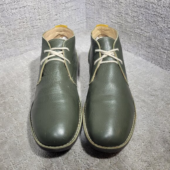 Geox Zal Men's Size EU 44 US 11 Olive Green Leather Lace up Ankle Boots - Picture 3 of 11